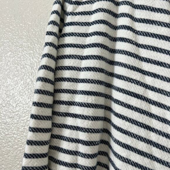 Gap Factory white navy blue stripe french terry open drape front sweatshirt - Picture 3 of 5